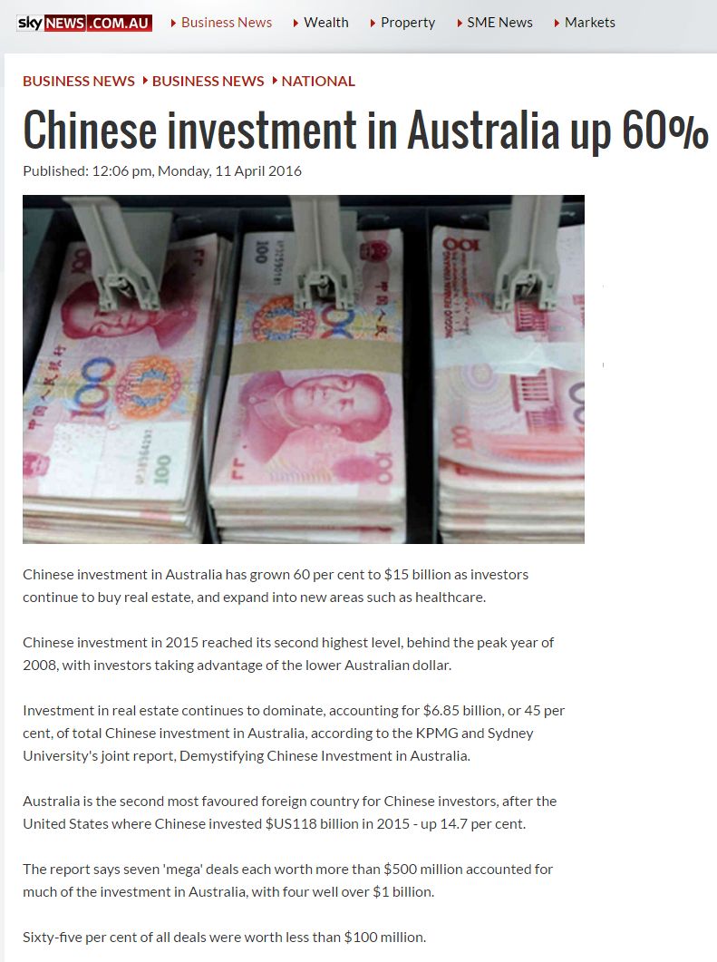 Pdf: Chinese investment in Australia up 60% - Stonehard